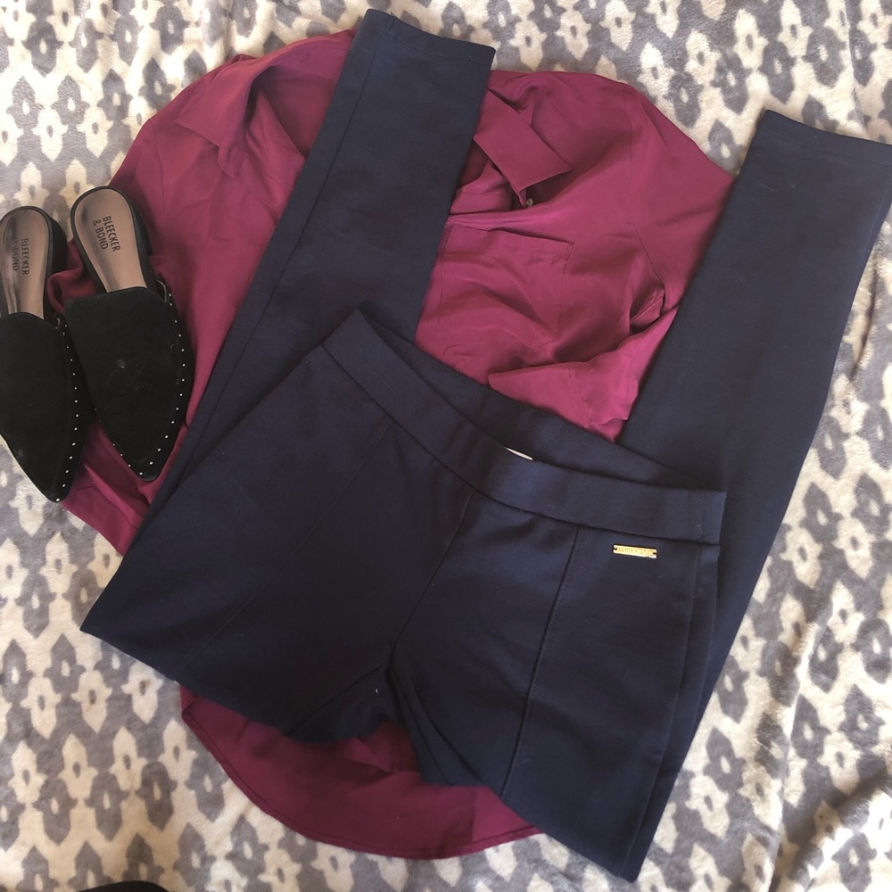 Michael Kors Navy Seamed Ponte Legging Pant